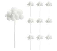 Molain 10Pcs 3D Cloud Cake Topper, Plush Cloud Cupcake Toppers Yarn Ball Dessert Picks White Cake Picks Decor for Wedding Birthday Party Supplies