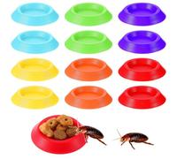 Molain 12Pcs Dubia Roaches Feeder Bowls, Tiny Feeding Dish Nonslip Feeding Dishes Colorful Feeder Bowls for Dubia Roaches Isopods Springtails Dwarf Invertebrates Terrariums and Enclosures