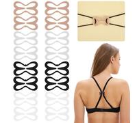 Molain 16Pcs Bra Strap Clips for Racerback, Anti-Slip Bra Clips for Back, Cross Back Clip Buckles(Black, White, Beige, Clear), Black, White, Beige, Clear, One Size