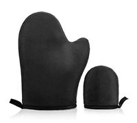 Molain 2 Pack Self Tanning Mitt Face Body Double-Sided Applicator Glove With Thumb Ultra Soft Tanner Gloves Reusable Washable Tan Mitt For Lotion Mousse Summer Artifact (Black)