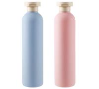 Molain 2-Pack Squeeze Bottles, 260ml Plastic Refillable Travel Containers with Flip Cap - Leak Proof for Shampoo, Creams, Lotion, Conditioner (Blue + Pink)