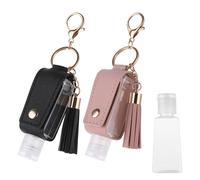 Molain 2 Pcs Hand Sanitizer Keychain 30ml Portable Leather Hand Sanitiser Holder Leakproof Empty Bottles Hand Sanitiser Travel Holder Bottle Refillable for Lotion Liquid Soap Shampoo(Pink,Black)