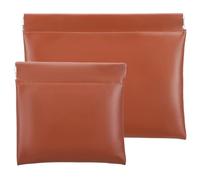 Molain 2 PCS Small Makeup Bag for Purse, Caramel Portable Self Sealing Cosmetic Pouch Travel Kit Storage Waterproof PU Organizer for Travel Coin Purse Lipstick