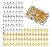 Molain 200Pcs Gold and Silver Spoon Shape Glue on Bails, Flat Pad Bail Spoon Shape Cabochon Charms Small Pendant Necklace Bail Oval Earring Bail for Jewelry Making DIY Crafts Cabochon Charms