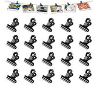 Molain 20Pcs Black Binder Clips, 0.87 Inch(22mm) Metal Hinge Clips for Food Packages, Mini Picture Clips, Small Paper Clamps, Binder Clips, Photo File Paper Document Clip for Home and Office Supplies