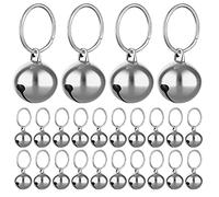 Molain 24pcs Cat Bells with Keyrings- Dog Collar Bells, Training Jingle Bell Collar Pendant Pet Accessories Festival Party DIY Small Bells (Silver)