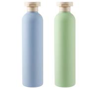 Molain 2Packs Large 260ml Squeeze Bottles, Refillable Travel Containers Empty Dispensing Bottles with Disc Top Flip Cap Portable Leak Proof Bottles for Shampoo Creams Lotion Conditioner(Blue+Green)
