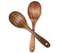 Molain 2Pcs Long Handled Wooden Spoons, 10inch Heavy Duty Large Wooden Spoon Cooking Wooden Spoons Wooden Mixing Spoon for Eating Mixing Stirring, Boiling