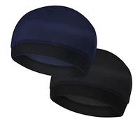 Molain 2Pcs Wave Caps for Men Silky Stocking Wave Cap Good Compression Men's Skullies Beanies Deluxe Stocking Wave Cap Hat for 360, 540, 720 Waves (Black/Dark Blue)