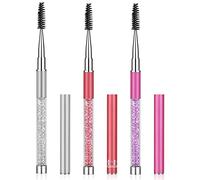 Molain 3 PCS Eyebrow Brush Spoolies Eyelash Comb Mascara Wand Eye Brow Lash Extensions Separator Cleaning Kit Fan Lashes Cosmetic Makeup Applicator Crystal Handle with Cap Accessories Tool