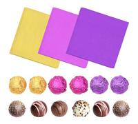 Molain 300pcs Foil Colored Candy Wrappers, 3x3 inches Foil Candy Wrappers Square Chocolate Aluminium Foil Paper, for DIY Candies and Chocolate Decoration(Gold + Purple + Rose Red)