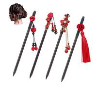 Molain 4 Pcs Vintage Handmade Wooden Chinese Japanese Hair Pins for Women and Girls