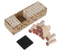 Molain 40 Pcs Letter Number Stamps, Small Wooden Rubber Stamps 0.2 Inch Alphabet Letter Number with Symbol Set Craft Ink Stamp Stamper Seal for Scrapbooking Photo Envelope DIY Craft Card