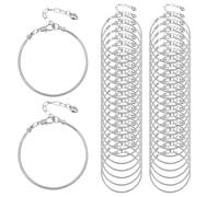 Molain 40 Pieces Silver Snake Charm Bracelet Chains, 7.87 Inch Adjustable Jewelry Making Charm Bracelet with Heart Extender Chains for DIY Women Gifts