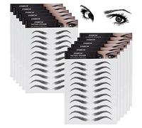 Molain 4D Hair-Like Eyebrow Tattoos Stickers 12 Sheets Waterproof Long-lasting Eyebrow Transfers Stickers Peel Off Sticker Grooming Shaping Christmas Party Cosmetic 1 Style 132 Pairs (Classic Style)