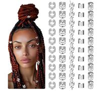 Molain 50 PCS Gold Dreadlock Beads Locs Accessories, Jewelry for Braids, Hair Dreadlock Accessory Braid, Adjustable Cuffs Braiding Hair Rings for Dreadlock Accessory Jewelry Decorations(Silver)