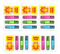 Molain 500Pcs/5 Packs Sign Here Tabs Sticky Flags, Fluorescent Sign Here Arrow Stickers with Dispenser Self-Stick Note Signature Index Markers Supplies for Office School(Yellow+Pink+Green+Blue)