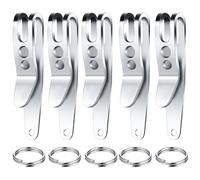 Molain 5Pcs Pocket Bag Suspension Clip with Keychain, Stainless Steel Bag Waist Belt Hanging Clip Mini Metal Key Buckles Portable Pocket Clips for Keys Flashlights Outdoor Gadgets