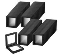 Molain 60 Pcs Coin Holder Challenge Coin Display Stand, 3D Floating Display Case 2.8 x 2.8 x 0.8 Inch Clear Film Jewelry Storage Box, Coins Case Frame Stand for Challenge Coins Fossils Rocks, Black