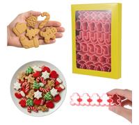 Molain 6Pcs Mini Christmas Cookie Cutters Set, Tree, Gingerbread Man, Candy Canes, Snowflakes, Gloves, Christmas Stockings, Holiday Cookie Cutters for Fondant, Pet Snacks