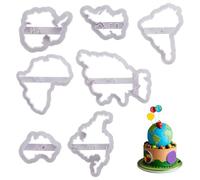 Molain 7 PCS World Map Shape Cookie Cutters, Cake Decorating Stencil, Seven Continents Shape Cookie Cutter Set, for Cake, Cookies, Cupcakes, Fondant, Pastry