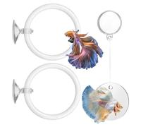 Molain Betta Fish Enrichment Toys, Betta Fish Tank Accessories 2 Training Rings 1 Mirror with Floating Ball Plastic Aquarium Enrichment Toys Set for Fishes Exercise Mental Stimulation