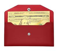 Molain Cash Envelopes PU Leather, Reusable Waterproof Budget Envelopes Cash Wallet 6.9x3.5 in (Red)