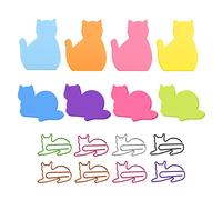 Molain Cat Sticky Notes with Paper Clips, Cute Cat Self-Stick Notes, Index Tabs, Memo Pads - 7 Pack, 210 Sheets (C), 7 x 5.8 cm