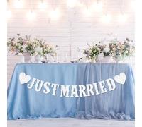 Molain Just Married Banner Wedding Bunting Banner Just Married Garland Wedding Garland Decoration Hanging Sign Garland for Bridal Shower Wedding Engagement Car Party Decoration(Pack of 1)