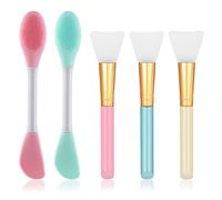Molain Mask Brush Silicone Applicator 5 Pieces Multi-colored Silicone Facial Brushes for Applying DIY Mud Body Lotion Kit Fan Spatula Brushed Esthetician Face Care Makeup Skincare Supplies Tool