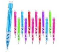 Molain Mini Mechanical Pencil Set, 12PCS 0.7mm Automatic With Erasers, Drafting With Silicone Handguard, Stationery Supplies for Writing Drawing Home Office