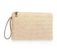 Molain Womens Straw Clutch Handbag - Bohemian Summer Beach Woven Purse With Zipper - Sea Wristlet for Women Girls