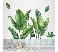 MOLANCIA Palm Tree Wall Decals, Green Potted Wall Art Mural Decor,Monstera Palms Tree Leaf Wallpaper,Removable Tropical Plants Tree Leaves Wall Stickers for Kids Room Living Room TV Background Bedroom