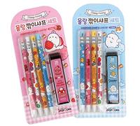 Molang Sharpener Sharp 3pcs & Lead Set 2.0mm - Kawaii Korean Stationery, Pencil Sharpener & Refill Lead Kit, School & Office Supplies, Perfect for Artists, Writers, Students