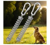 MOLANZ Dog Tie Out 2 Spring Heavy Duty Shock Absorber for 2 Dog Tie Out Stake & Cable Dog Run Spring Pole for Dual Dogs Buffer Spring Stainless Steel Dog Leash Shock Absorber, 400lb Capacity (2 Pack)