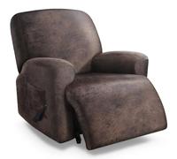 molasofa Leather Like Oversized Recliner Chair Covers, Extra Large Big Man 4 Pieces Lazy Boy Recliner Cover for Wide Recliner Chair for Pets Kids Washable(X-Large,Dark Brown)