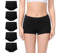 Molasus Cotton Boy Shorts Underwear for Women High Waisted Boyshorts Panties Knickers Full Coverage Stretch Ladies Briefs Multipack 5 Pack Plus Size 4XL Black