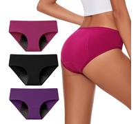 Molasus Period Underwear for Women Washable Incontinence Pants High Absorbency Protective Menstrual Knickers Ladies Bladder Control Leakproof Cotton Briefs Multipack Multicolor Small