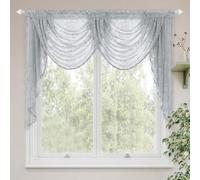 Molaxhome Grey Lace Window Valance Curtains Swag Victorian Gothic Style