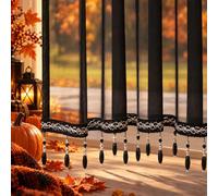 Molaxhome Lace Valances for Windows Swag Sheer Curtain Valance for Kitchen | Crystal Beads,Rod Pocket,Light-filtering,Breathable,Window Treatment,for Living Room,Chic Decor,Black,W54 x L24 Inch