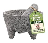 Molcajete 6 in Mexican, Handmade with Natural Volcanic Stone, Artisanal Kitchen Utensil for Grinding with Pores for Crushing, Specially Designed for Grinding Spices, Sauces, and Guacamole