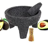 Molcajete 8” Mortar & Pestle Salsera Salsa Guacamole Tejolote Lavastone Aztec Mayan Toltec Volcanic Rock Ancient Traditional Pre-Hispanic Antique Grinding Stone Metlapil Bowl