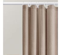 Mold Resistant Waterproof Shower Curtain Washable Khaki Polyester Waffle Design 300x200cm - Stylish Bathroom Decor Essential Ideal for Home and Spa Use