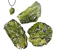 Moldavite, 3Pcs Moldavite Crystal 1-3g Green Czech Meteorite Artificial Irregular Stone Pendant for Jewelry Making Supplies, Stone Style Random