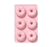 Molde 6 Cavidades, Bandeja Antiadherente Silicona Alimenticio, Molde Donuts Reutilizable Horno Microondas Congelador, Cocina Hogar USO Familiar, Caseras Fácil Desmolde Y Limpieza, Ut
