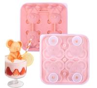 Molde De Hielo En Forma De Cubo | Moldes De Hielo En Forma De Oso 4 Cavidades Para Cócteles - Moldes Redondos Fáciles De Desmoldar uso Diary En Hogares Bebidas Comida Fría Cocina Y Snacks