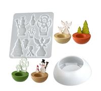Molde De Silicona Navideño Y Molde De Yeso, Diseño De Ángel, Árbol Navideño Y Muñeco De Nieve, Para Fundición De Portavelas Resina, Manualidades DIY