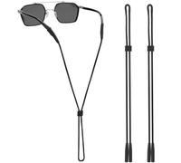 MOLDERP Eyeglasses Straps - Eyeglass Strap Holder, Eyewear Retainer, Silicone Anti Slip Holder For Glasses, Elastic Sports Toddlers Sunglasses Strap for Men, Women and Kids,2 Colors (Black)