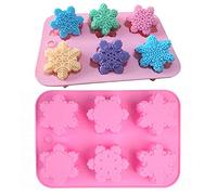 MoldFun 2Pcs 6 Different Snowflake Shaped Silicone Molds Set for Making Large Soap Bath Bombs Lotion Bars Chocolate Candy Gummy Baking Cake Jello Jelly Wax Crayon Melt Plaster Ice Cube Tray