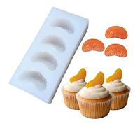 MoldFun 4-Cavity Tangerine Slice Silicone Mold - Mandarin Orange Segments Fruit Fondant Gum Paste Icing Mold for Cake Cupcake Decoration Chocolate Candy Resin Polymer Clay Soap Embeds